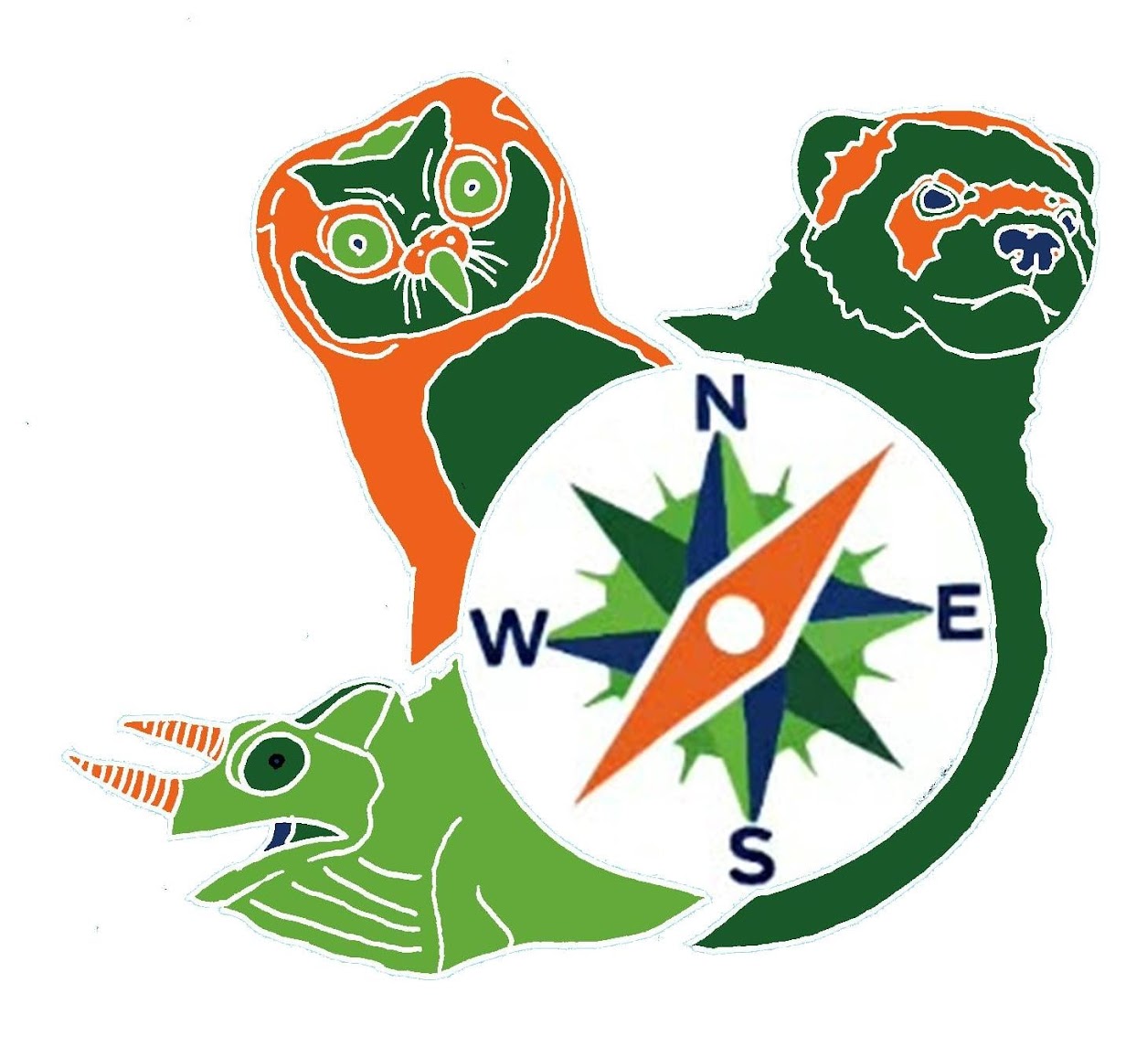 Caminals — owl, sloth and chameleon compass