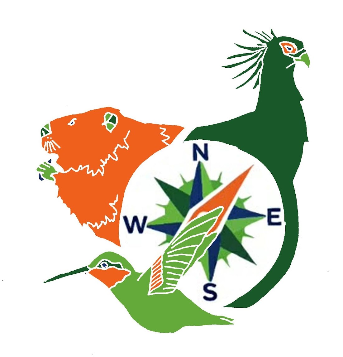 Caminals — capybara, hoatzin and hummingbird compass